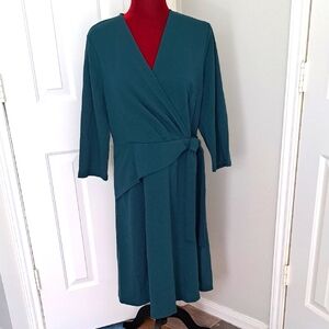 Grace Karin Elegant Teal Wrap Dress. Perfect For Work.